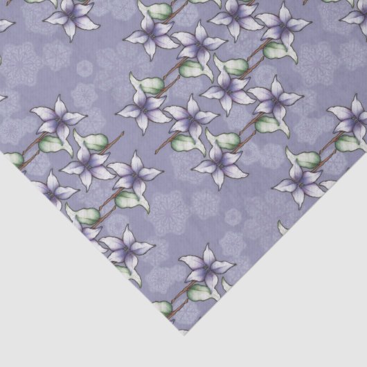 紫色のポインセティアス&スノーフレークのクリスマス冬 薄葉紙 (詳細)