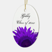 紫色のポップアートのヒマワリの卒業の写真 セラミックオーナメント (左)