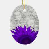 紫色のポップアートのヒマワリの卒業の写真 セラミックオーナメント (裏面)
