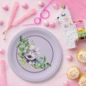 紫色のポピーの水カラーフローラ ペーパープレート (パーティー)