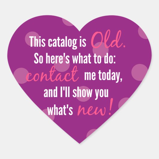 紫色のポルカ点々のあるハートカタログシール ハートシール (正面)