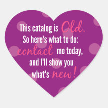 紫色のポルカ点々のあるハートカタログシール