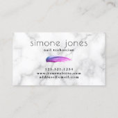 紫色のポーエレガントランドの白大理石 名刺 (裏面)
