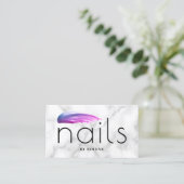 紫色のポーエレガントランドの白大理石 名刺 (スタンド正面)