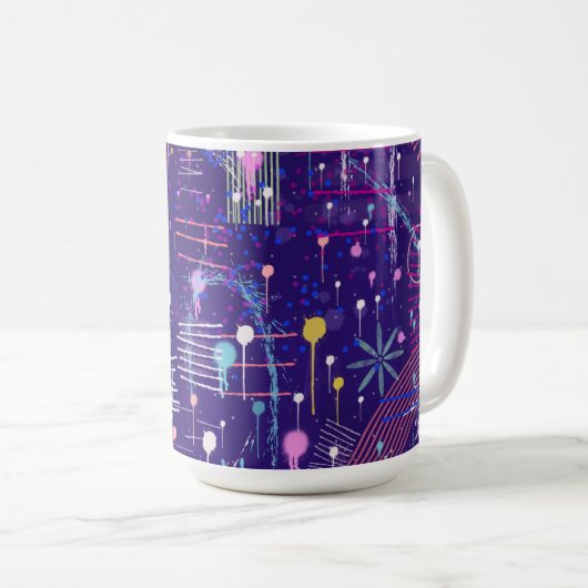 紫色のマキシマリスト抽象芸術 コーヒーマグカップ (正面右)
