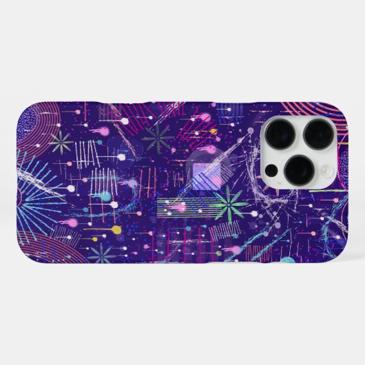 紫色のマキシマリスト抽象芸術 iPhoneケース (裏面横)