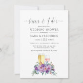 紫色のマグノリアとバラが私の前にブライズ 招待状 (正面)