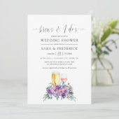紫色のマグノリアとバラが私の前にブライズ 招待状 (スタンド正面)