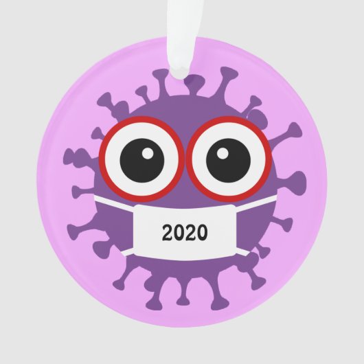 紫色のマスクされたコロナウイルス2020アクリルオーナメント オーナメント (正面)