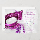 紫色のマスクは謝肉祭の招待状に玉を付けます 招待状 (正面/裏面)