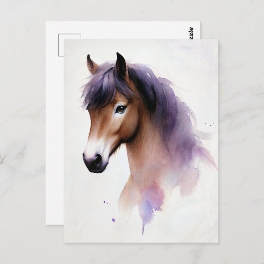 紫色のマネーカラーを持つ馬 ポストカード (正面/裏面)