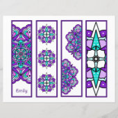 紫色のマンダラと感動的引用文のしおり (正面)