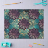 紫色のマンダラズアンド蝶オンティール(緑がかった色)ナイトスカイ 薄葉紙 (クラフト)