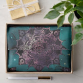 紫色のマンダラズアンド蝶オンティール(緑がかった色)ナイトスカイ 薄葉紙 (ギフト)