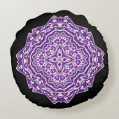 紫色のマンダラ枕 ラウンドクッション (裏面)