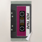 紫色のミックステープ- 80Sおよび90Sのレトロ刺激を受けた贈与 ビーチタオル (正面)