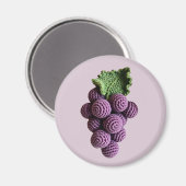 紫色のミニマリストグランマフルーツクロチェットグレープ マグネット (正面/裏面)