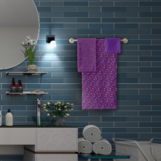 紫色のミニワイルドフラワー バスタオルセット