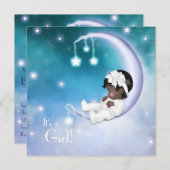 紫色のムーンエスニックベビーガールシャワー 招待状 (正面/裏面)