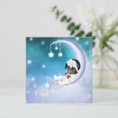 紫色のムーンエスニックベビーガールシャワー 招待状 (スタンド正面)