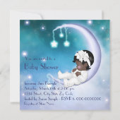 紫色のムーンエスニックベビーガールシャワー 招待状 (裏面)