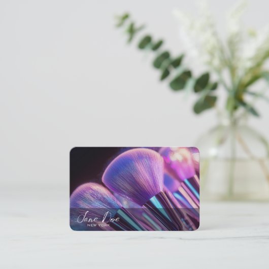 紫色のメイクアップブラシを作成する 名刺 (スタンド正面)