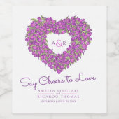 紫色のメイブのチューリップハート結婚ブーケ ワインラベル (シングルラベル)