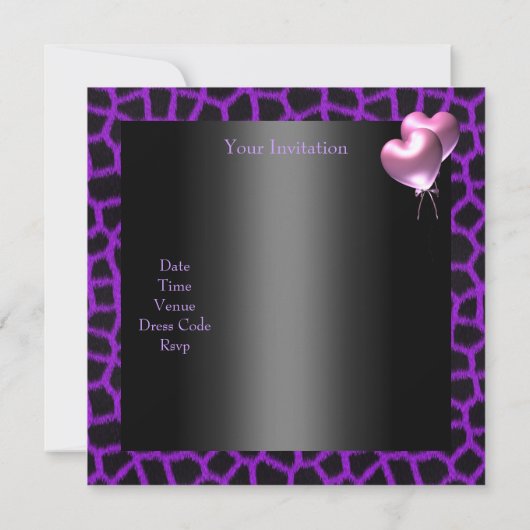 紫色のメイブブラックバタフライ30th誕生日パーティー 招待状 (裏面)