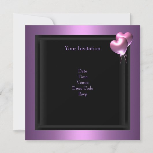 紫色のメイブブラックバタフライ30th誕生日パーティー 招待状 (裏面)