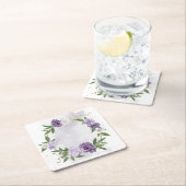 紫色のメイブホワイトフローラ スクエアペーパーコースター (インサイチュ)