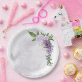 紫色のメイブホワイトフローラ ペーパープレート (パーティー)