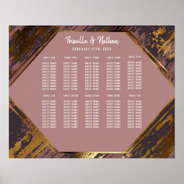 紫色のメイブ金ゴールドのブラッシュストロモダンークのシーティングチャート ポスター