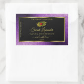 紫色のメタリックフェイクグリッターブラック製品ラベル 長方形シール (バッグ)