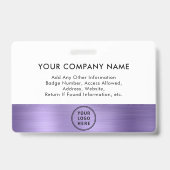 紫色のメタリックロゴ従業員の写真IDバッジ バッジ (裏面)