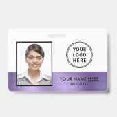 紫色のメタリックロゴ従業員の写真IDバッジ バッジ (正面)