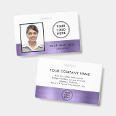 紫色のメタリックロゴ従業員の写真IDバッジ バッジ (正面＆裏面)