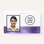 紫色のメタリックロゴ従業員の写真IDバッジ バッジ (正面)