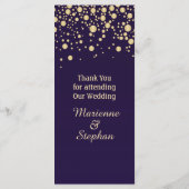 紫色のメニューカードに対するゴールデンエフェクト紙吹雪 メニュー (裏面)