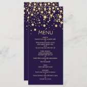 紫色のメニューカードに対するゴールデンエフェクト紙吹雪 メニュー (正面/裏面)