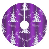 紫色のメリークリスマス ブラッシュドポリエステルツリースカート (正面)