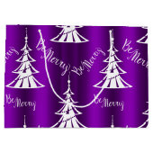 紫色のメリークリスマス ラージペーパーバッグ (裏面)