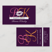 紫色のメーキャップアーティストのモノグラムの名刺 名刺 (正面/裏面)