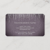 紫色のメーキャップアーティストの銀のグリッターの唇 名刺 (裏面)