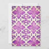 紫色のモザイクフローラ水の色メキシ結婚カン 招待状 (裏面)