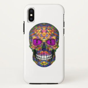 紫色のモザイク砂糖のスカルのゾンビの   iPhone Xの箱 X ケース