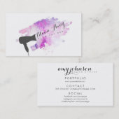 紫色のモダンな美容師のグランジでシックなブロードライのバー 名刺 (正面/裏面)
