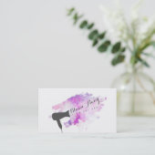 紫色のモダンな美容師のグランジでシックなブロードライのバー 名刺 (スタンド正面)