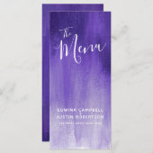 紫色のモダンは芸術の結婚式メニュー棚のパックを等級別にしました メニュー (正面/裏面)