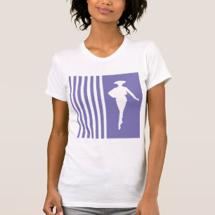 紫色のモダンファッションストライプシルエット Tシャツ