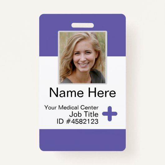 紫色のモダン従業員バッジテンプレートナースID バッジ (正面)